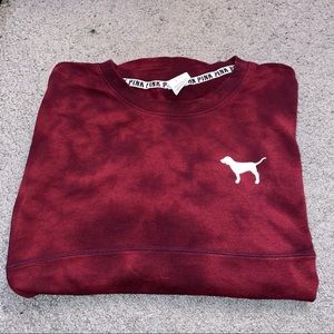 PINK Maroon Tie Dye Crewneck Sweatshirt